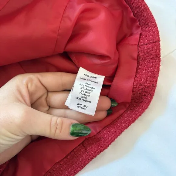 Womens Blazer Size Small Red Wool Blend Lined Officechic Corpcore City Workwear - Picture 7 of 9